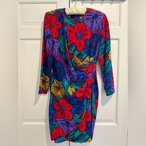 Vintage Liz Claiborne Floral Wrap-Effect Dress